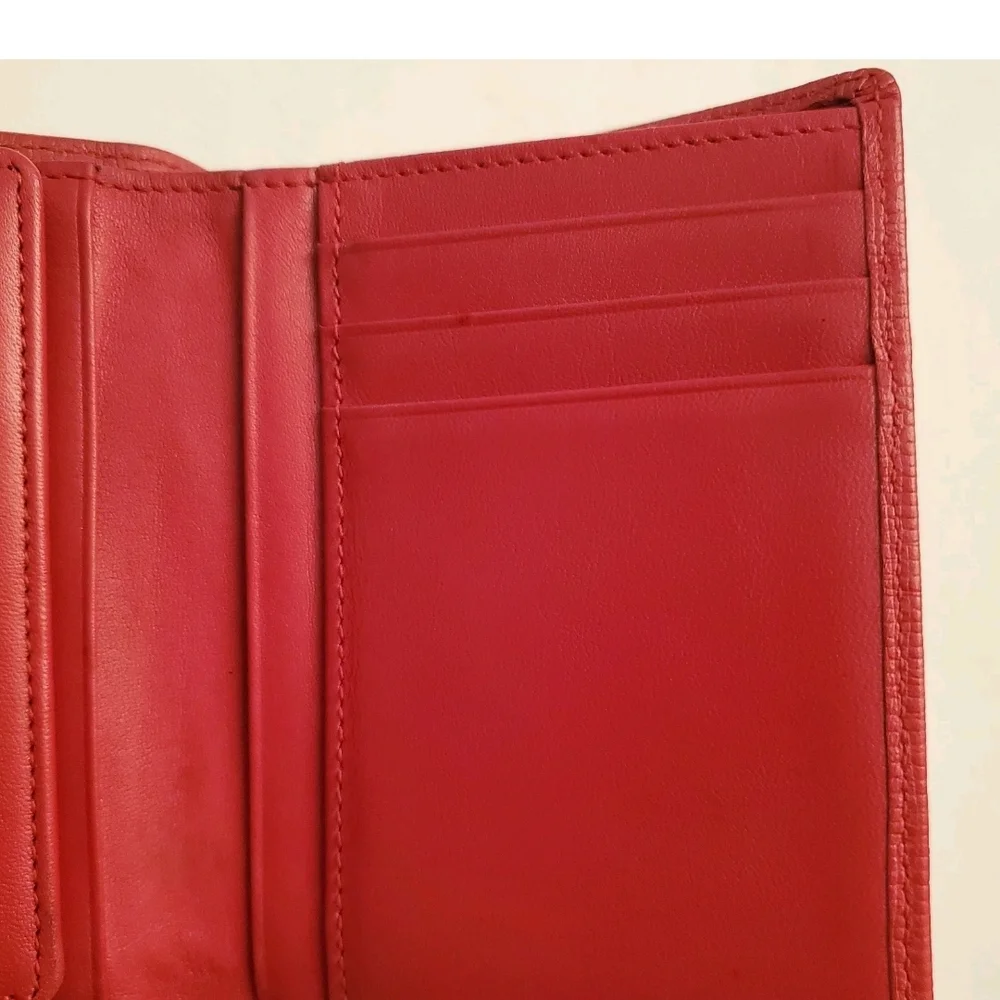 MCM Scarlet Leather Wallet with Gold Accents - Picture 4 of 8